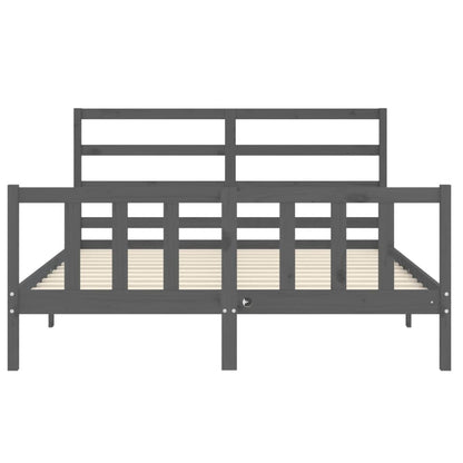 Bed Frame without Mattress Grey King Size Solid Wood Pine