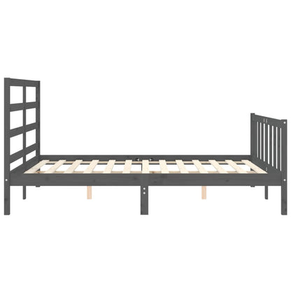 Bed Frame without Mattress Grey King Size Solid Wood Pine