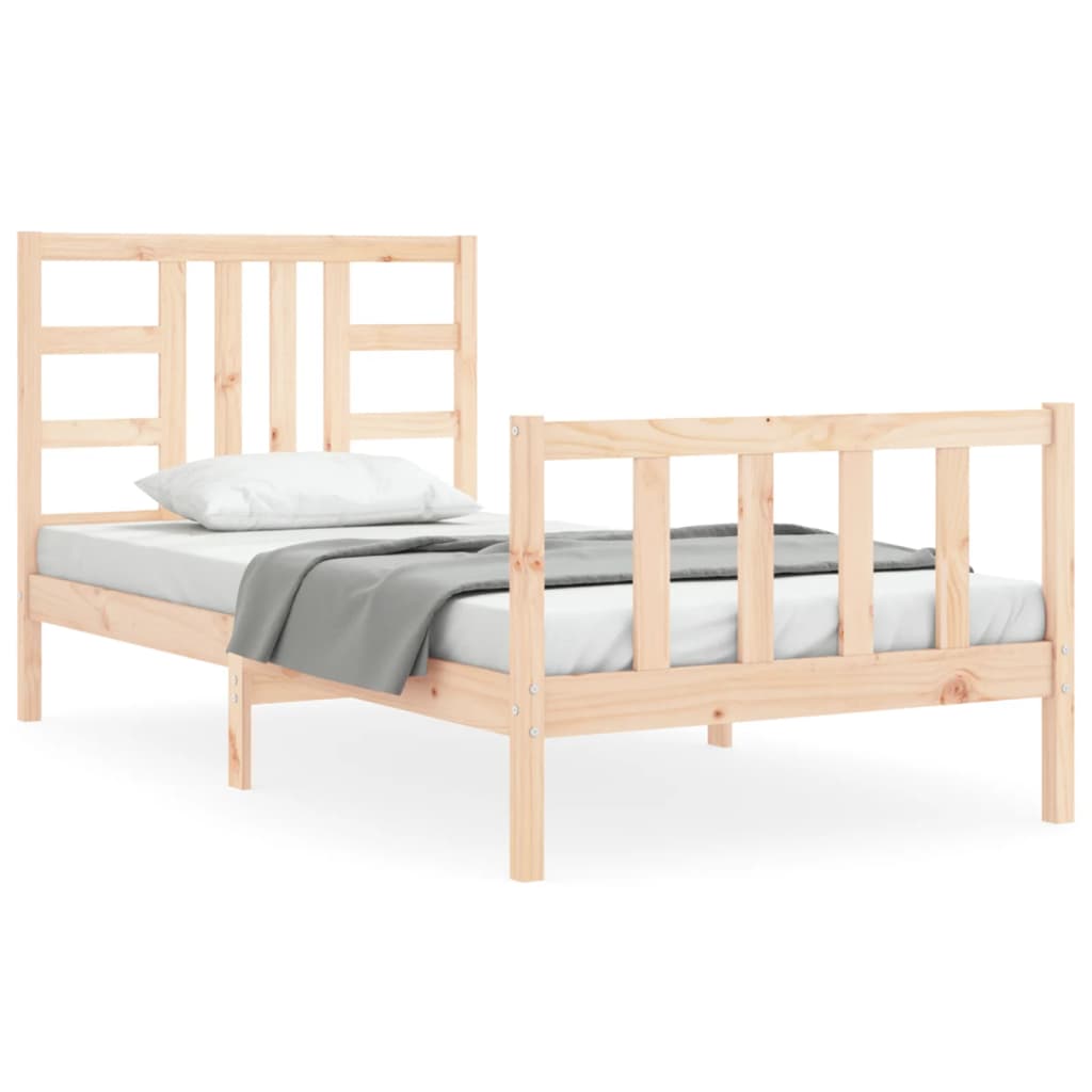 Bed Frame with Headboard 90x190 cm Single Solid Wood