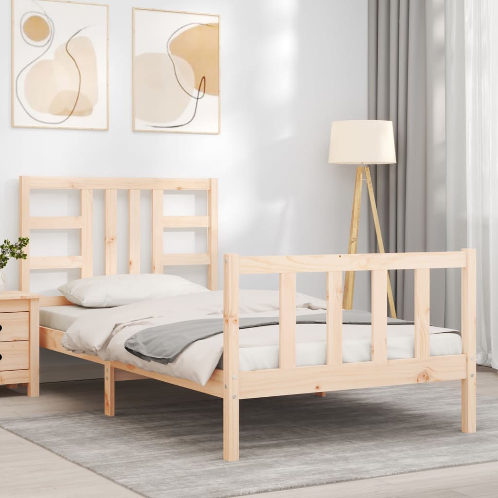 Bed Frame with Headboard 90x190 cm Single Solid Wood