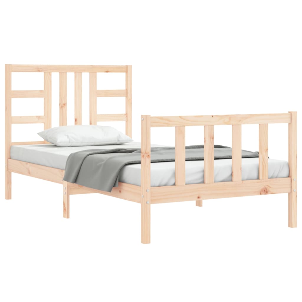 Bed Frame with Headboard 90x190 cm Single Solid Wood