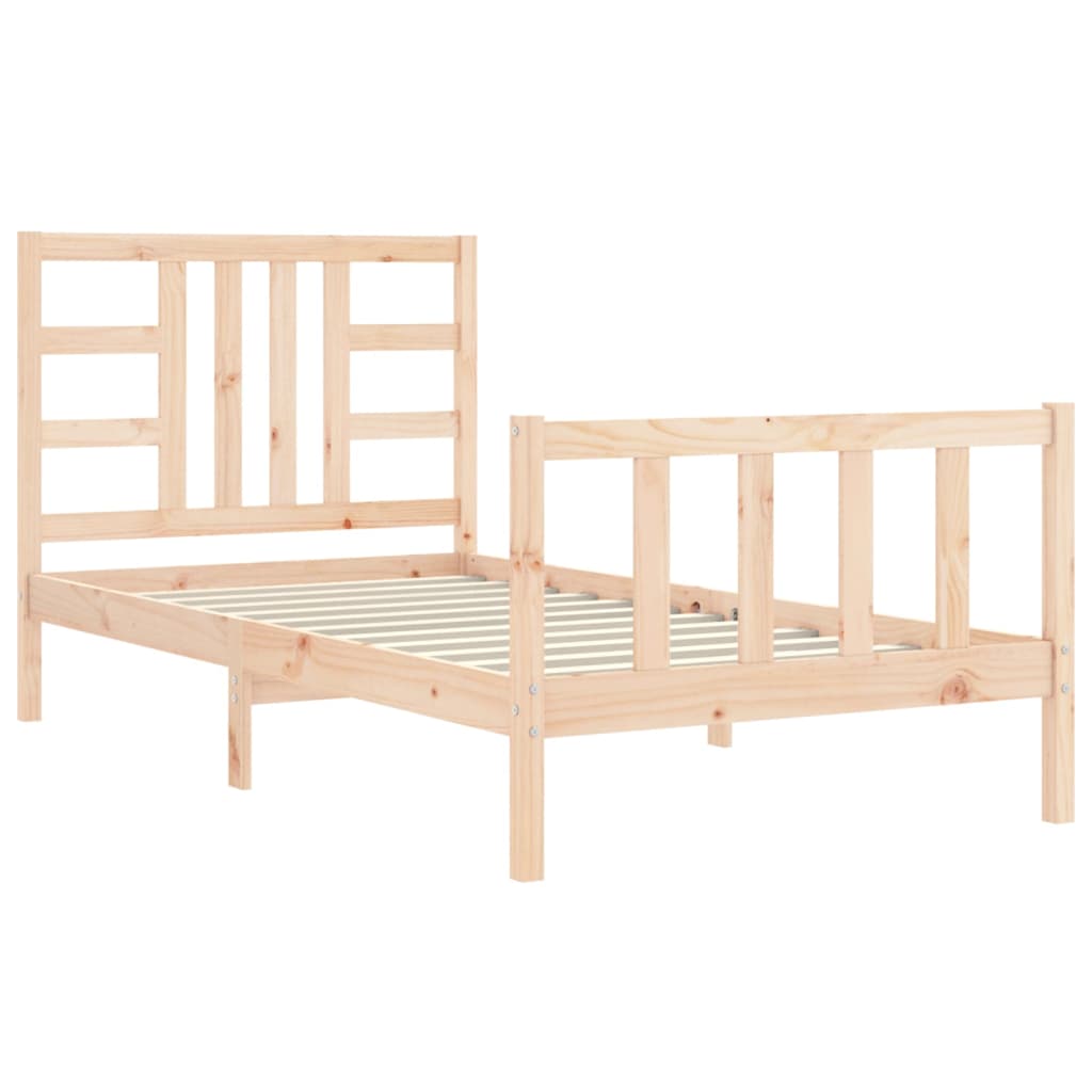 Bed Frame with Headboard 90x190 cm Single Solid Wood