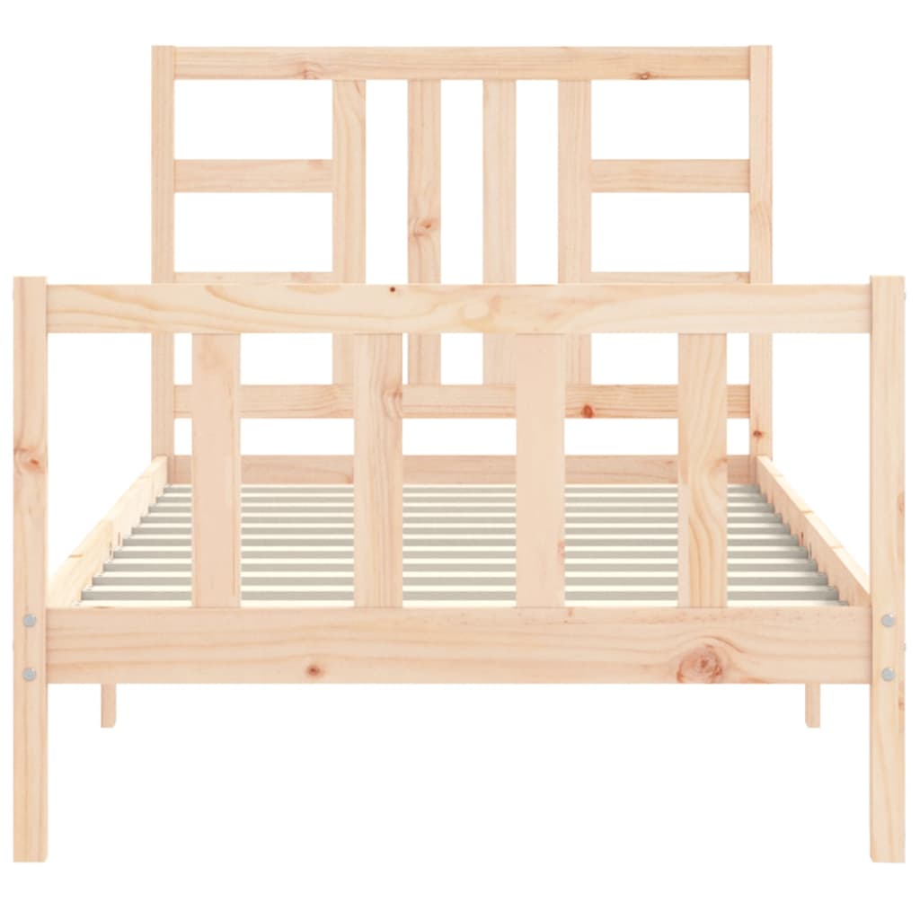 Bed Frame with Headboard 90x190 cm Single Solid Wood