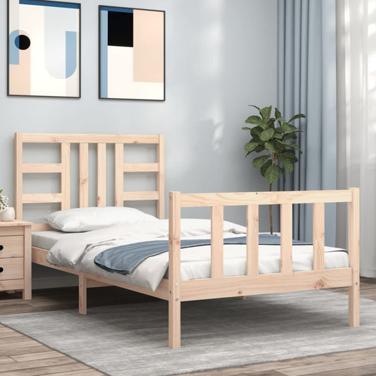 Bed Frame with Headboard 90x190 cm Single Solid Wood