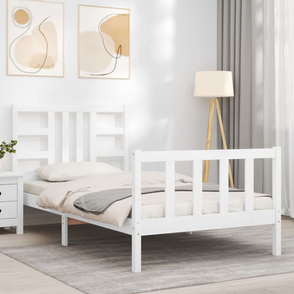 Bed Frame without Mattress White 90x190 cm Single Solid Wood Pine