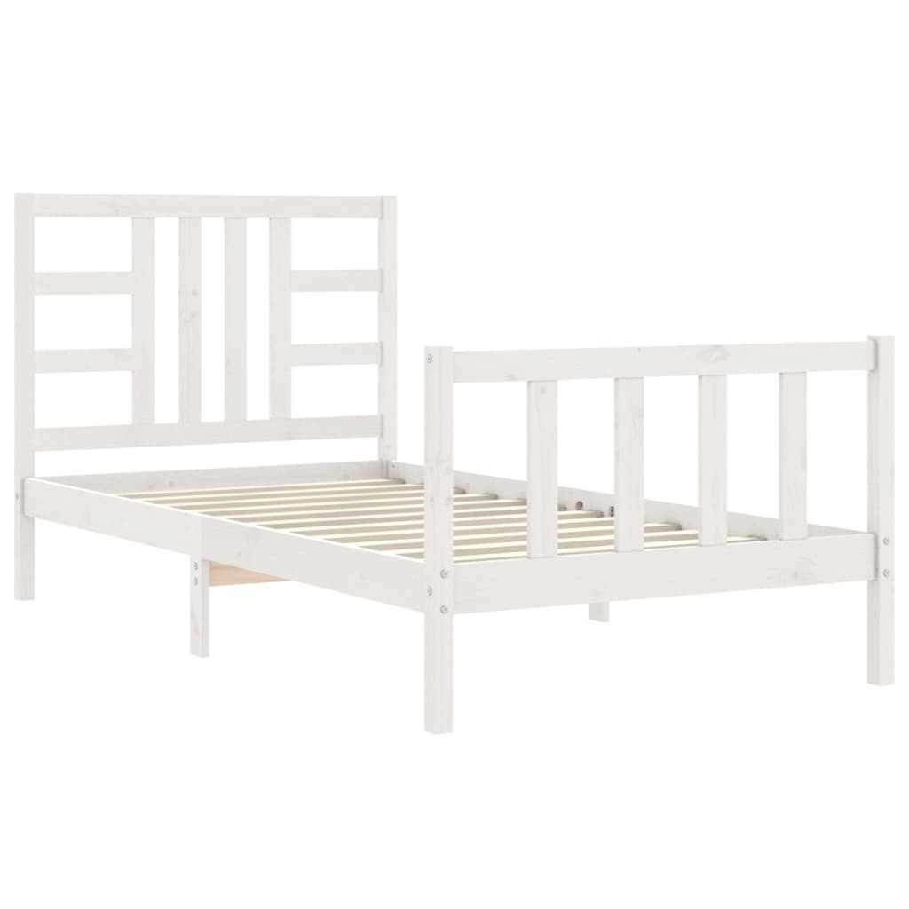 Bed Frame without Mattress White 90x190 cm Single Solid Wood Pine