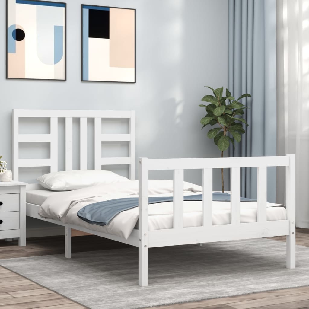 Bed Frame without Mattress White 90x190 cm Single Solid Wood Pine