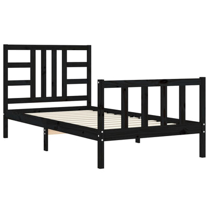 Bed Frame without Mattress Black 90x190 cm Single Solid Wood Pine