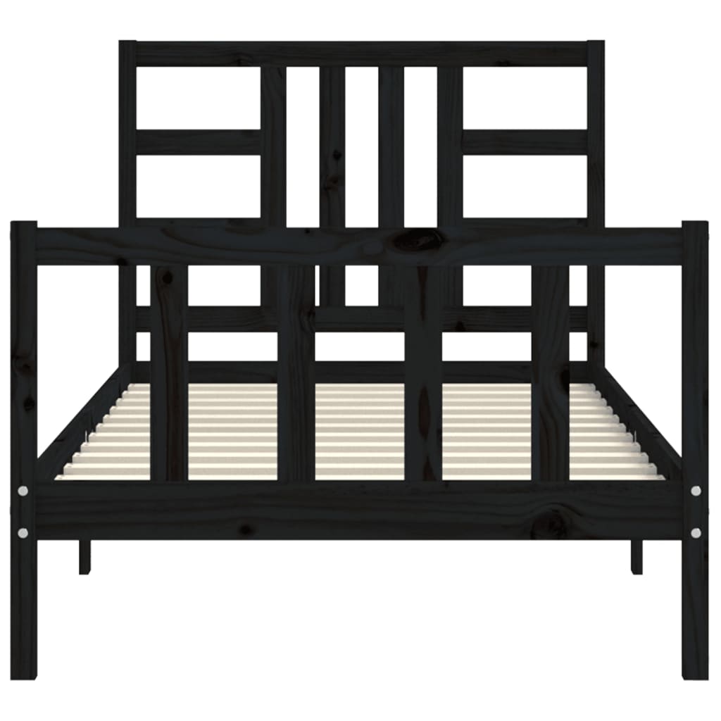 Bed Frame without Mattress Black 90x190 cm Single Solid Wood Pine