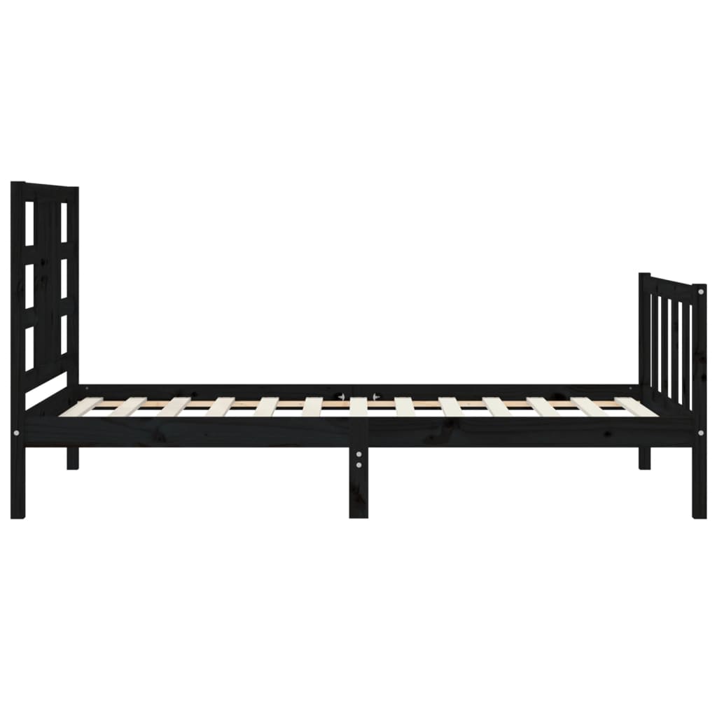 Bed Frame without Mattress Black 90x190 cm Single Solid Wood Pine