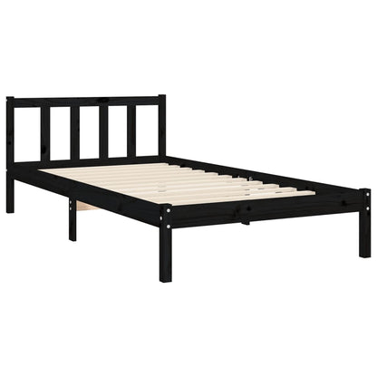 Bed Frame without Mattress Black 90x190 cm Single Solid Wood Pine