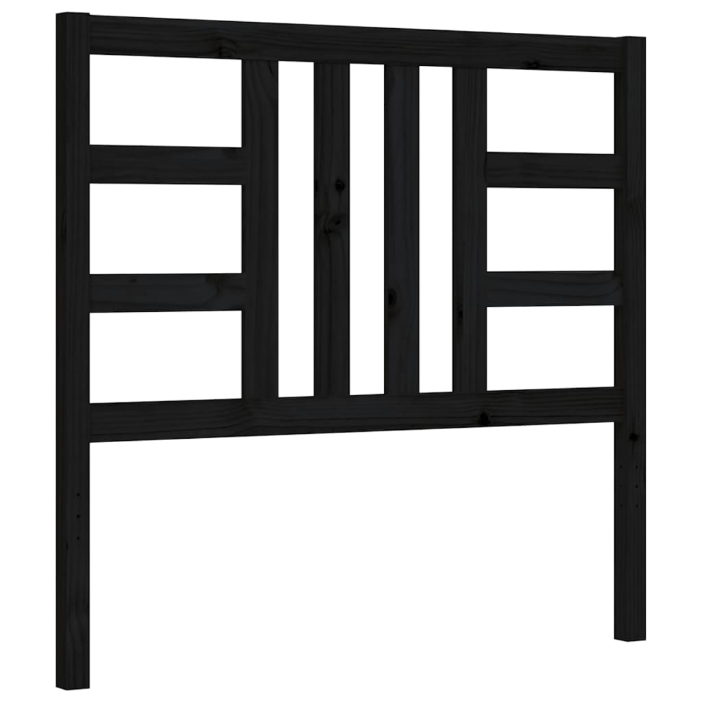 Bed Frame with Headboard Black 90x200 cm Solid Wood