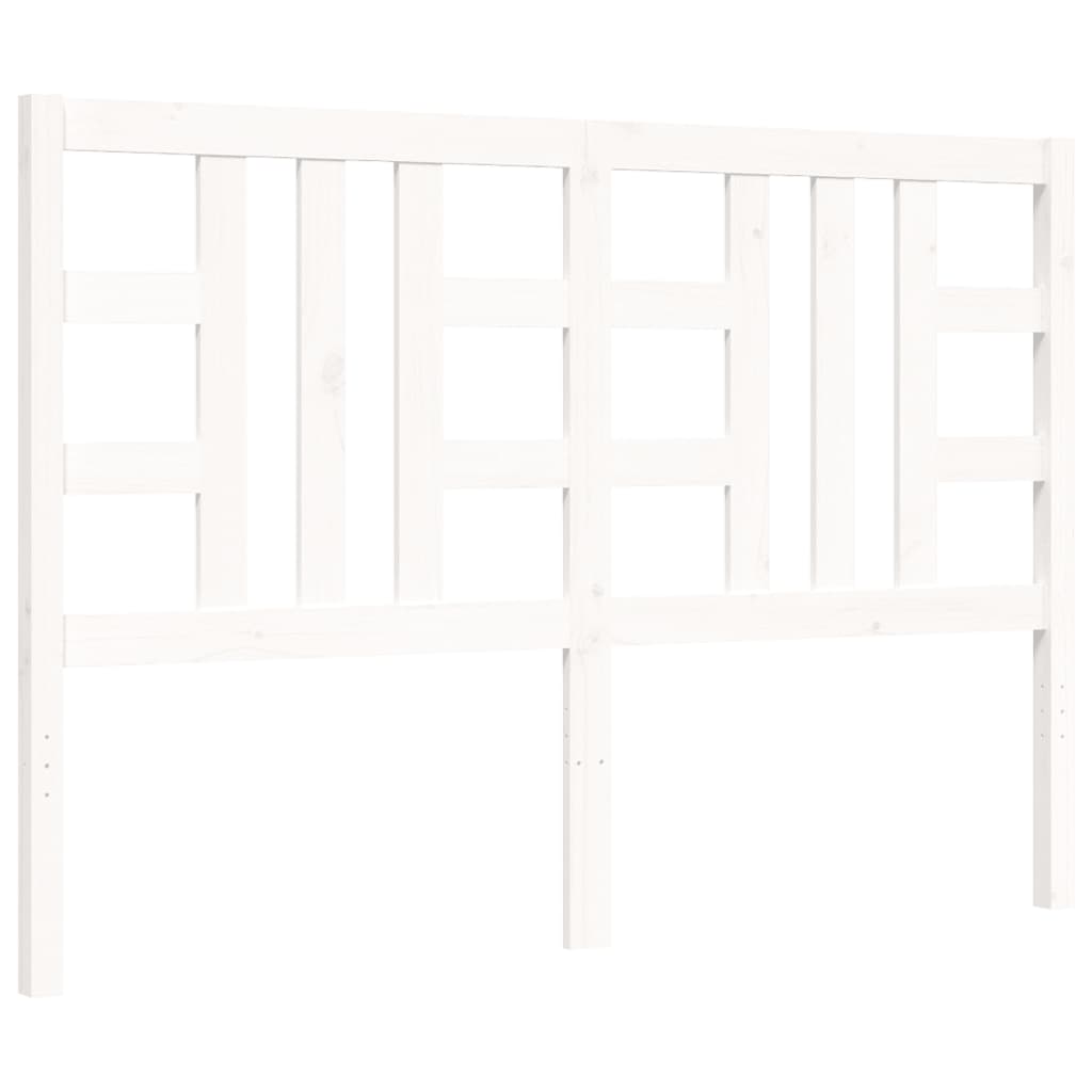 Bed Frame with Headboard White King Size Solid Wood