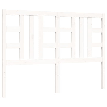 Bed Frame with Headboard White King Size Solid Wood