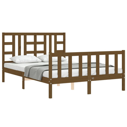 Bed Frame without Mattress Honey Brown King Size Solid Wood Pine