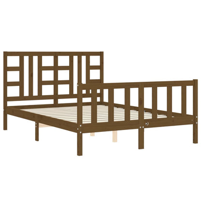 Bed Frame without Mattress Honey Brown King Size Solid Wood Pine