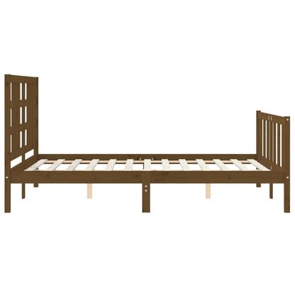 Bed Frame without Mattress Honey Brown King Size Solid Wood Pine