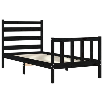 Bed Frame without Mattress Black Small Single Solid Wood Pine