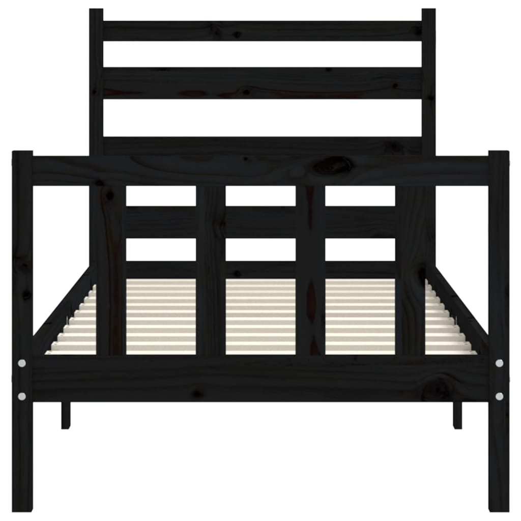 Bed Frame without Mattress Black Small Single Solid Wood Pine