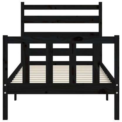 Bed Frame without Mattress Black Small Single Solid Wood Pine