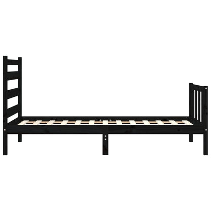 Bed Frame without Mattress Black Small Single Solid Wood Pine