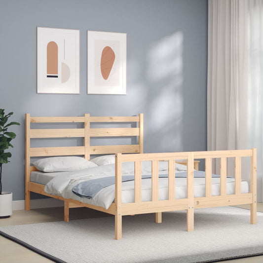 Bed Frame with Headboard Small Double Solid Wood