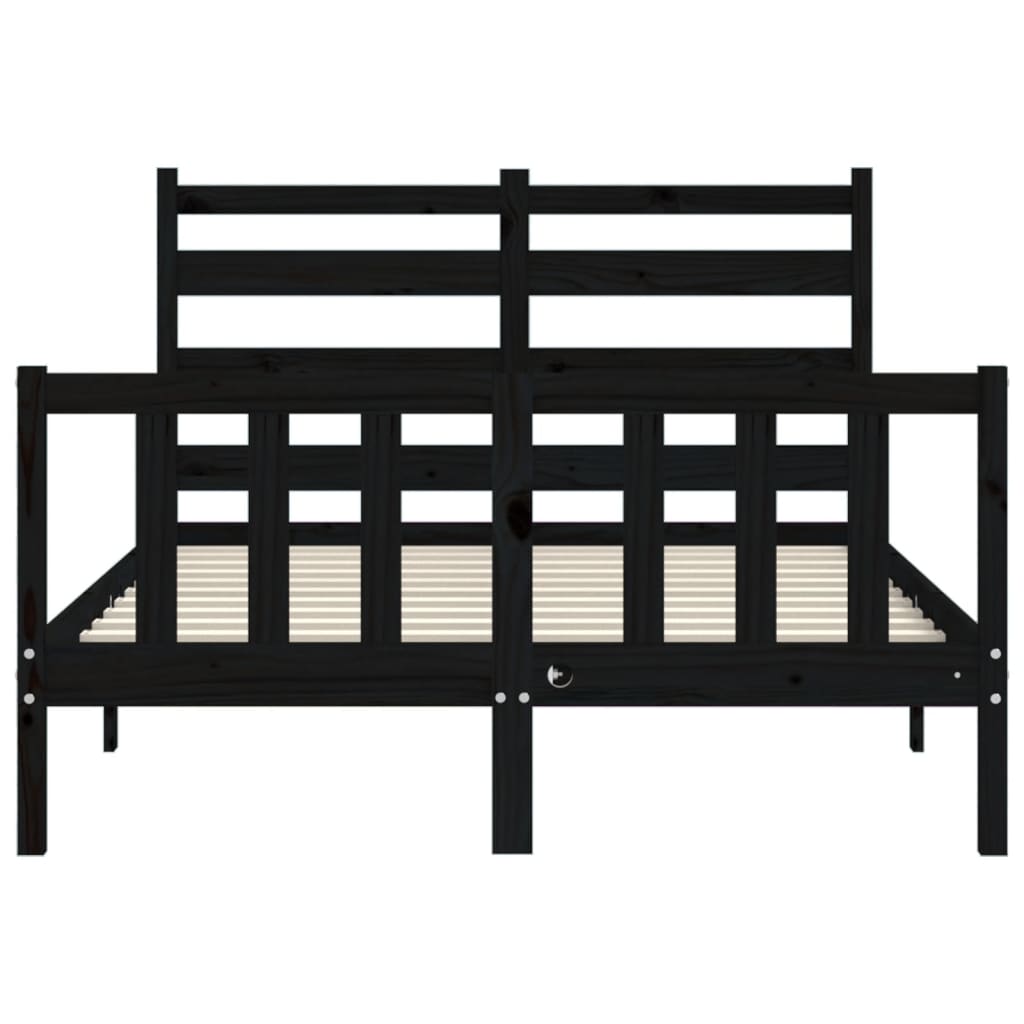 Bed Frame with Headboard Black 140x200 cm Solid Wood