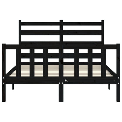 Bed Frame with Headboard Black 140x200 cm Solid Wood