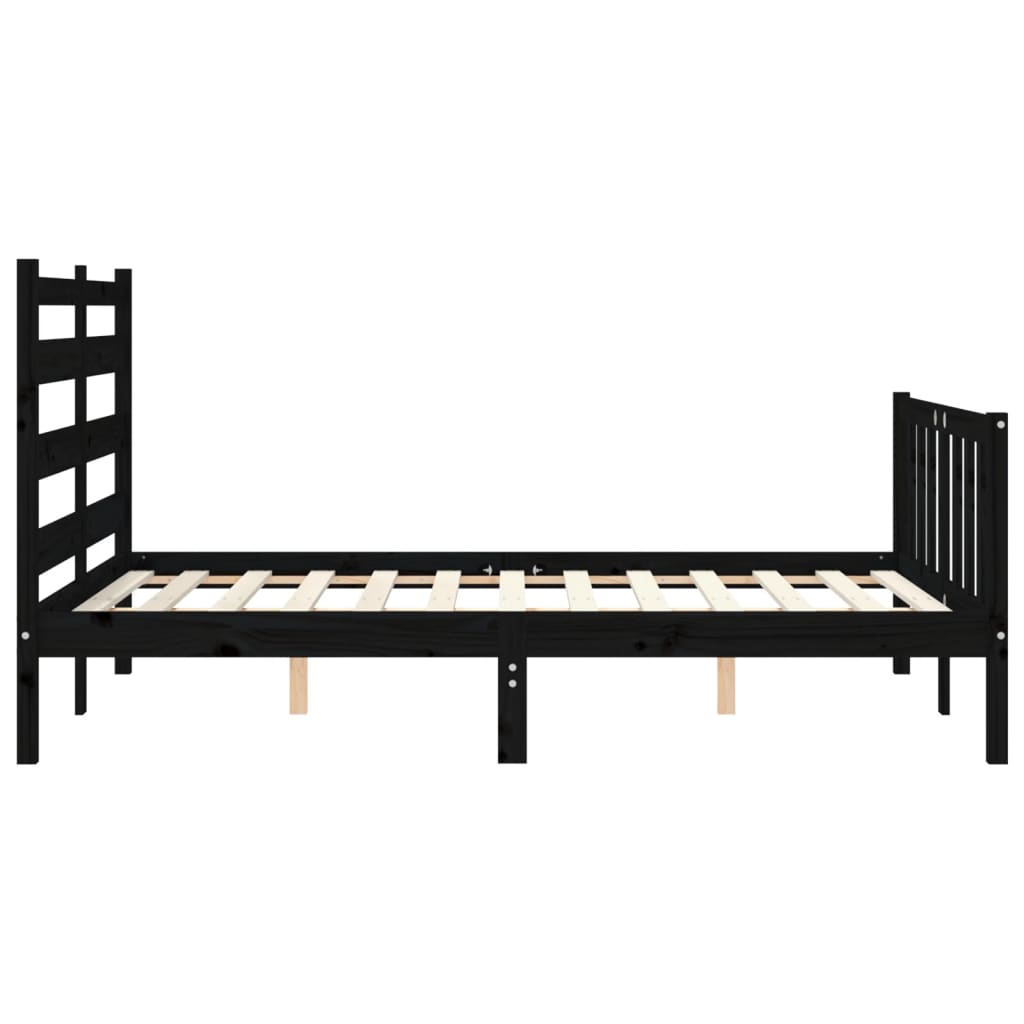 Bed Frame with Headboard Black 140x200 cm Solid Wood