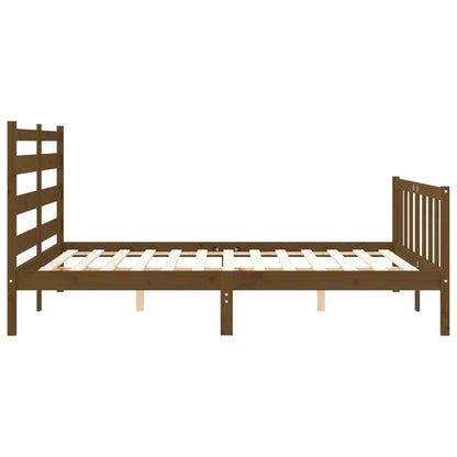 Bed Frame with Headboard Honey Brown King Size Solid Wood