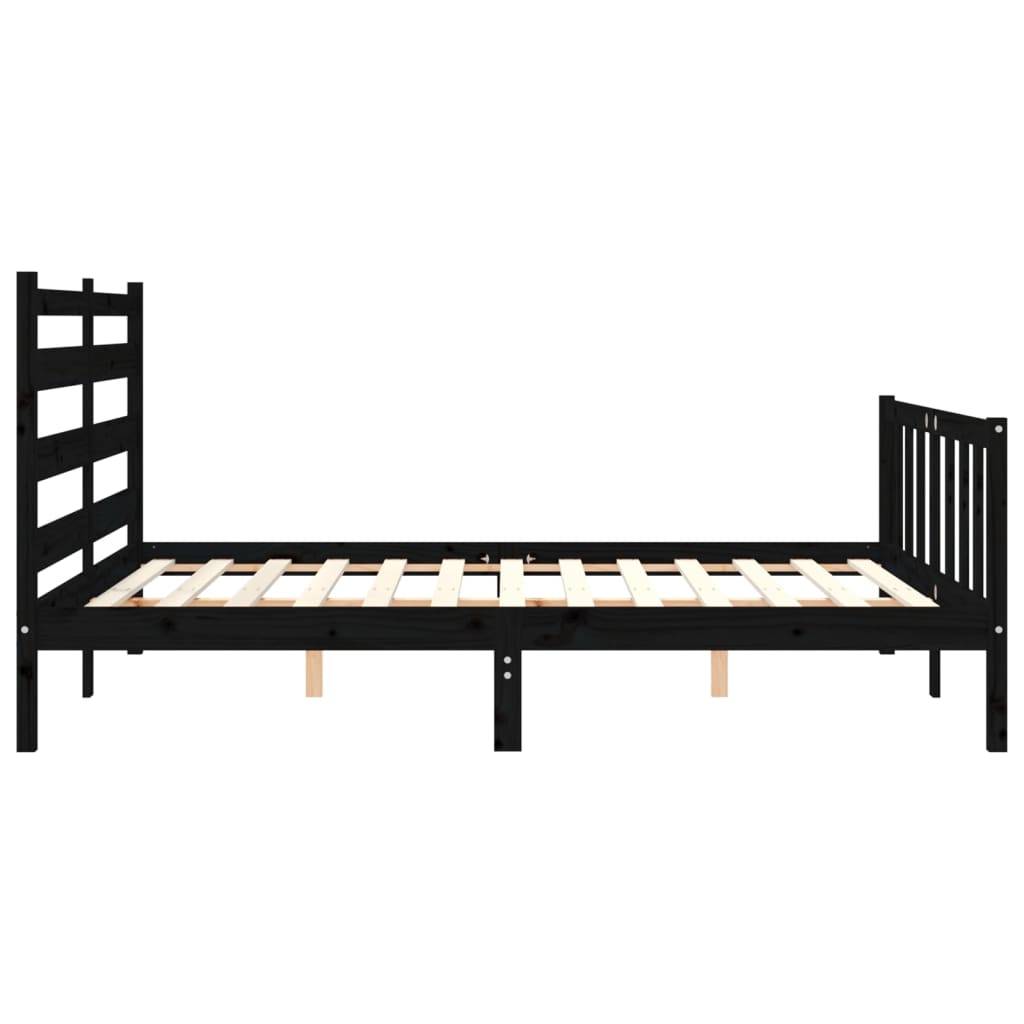 Bed Frame without Mattress Black King Size Solid Wood Pine