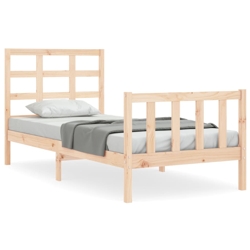 Bed Frame with Headboard Small Single Solid Wood