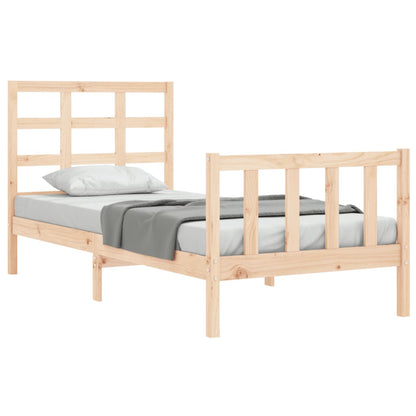 Bed Frame with Headboard Small Single Solid Wood