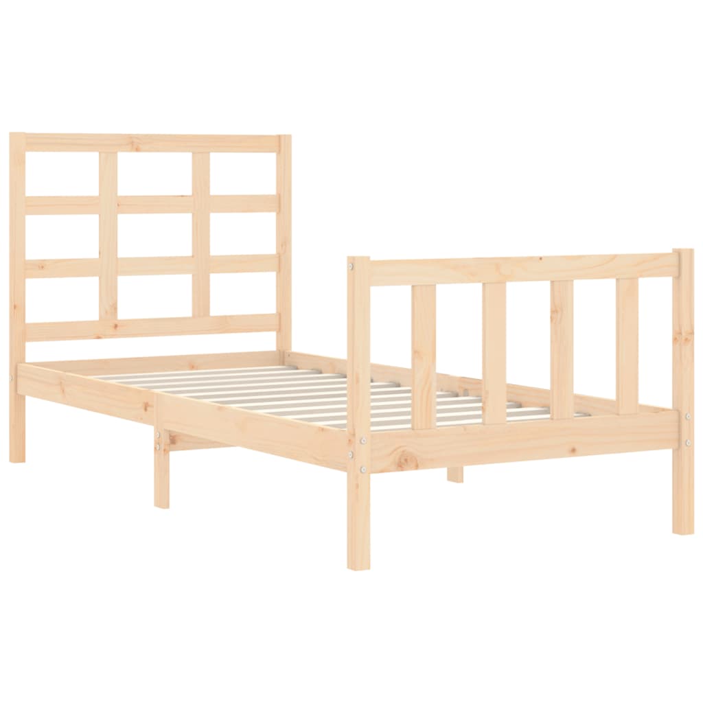 Bed Frame with Headboard Small Single Solid Wood