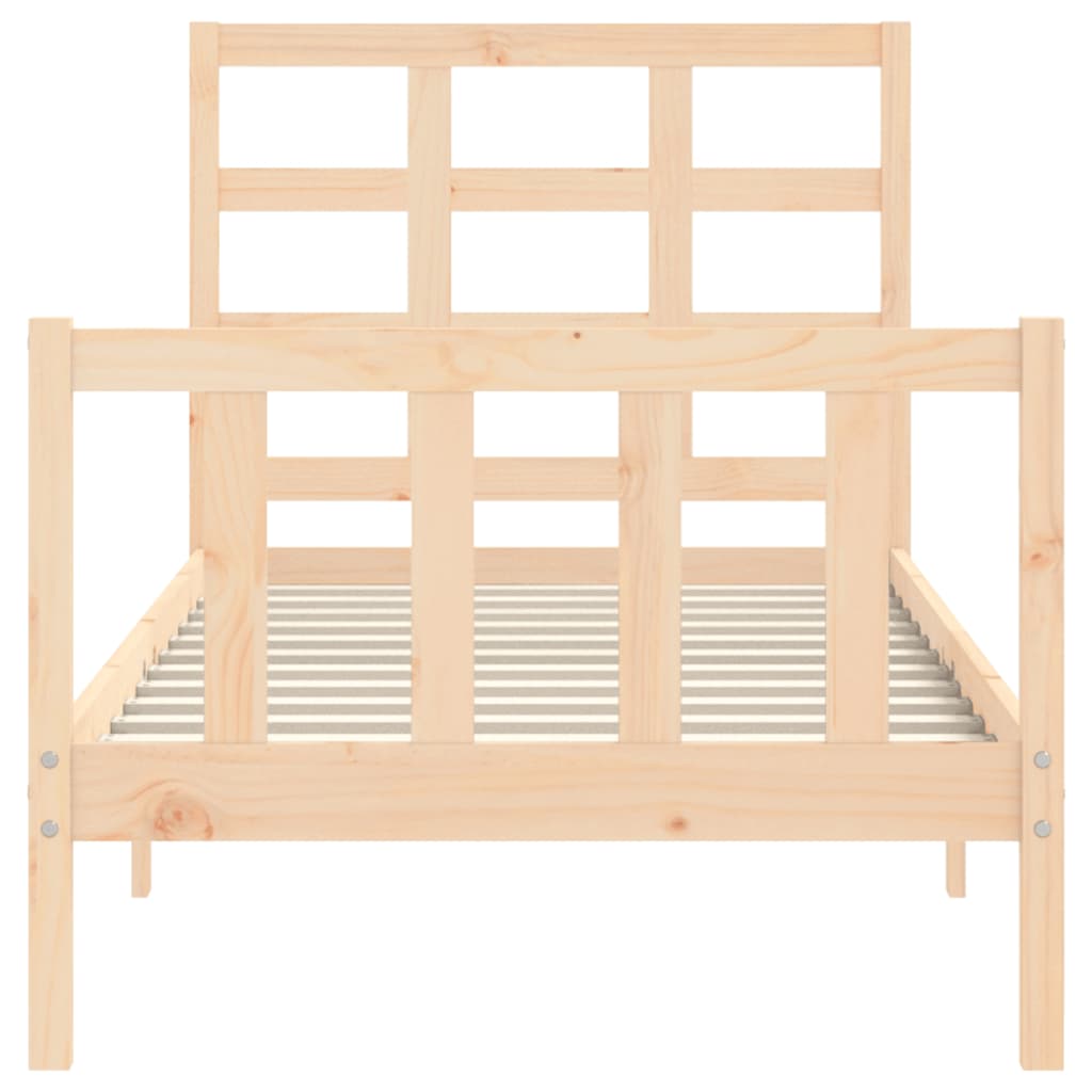 Bed Frame with Headboard Small Single Solid Wood