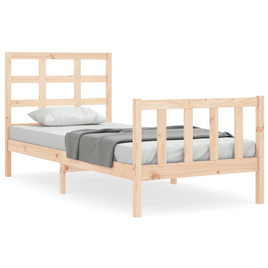 Bed Frame with Headboard 90x190 cm Single Solid Wood