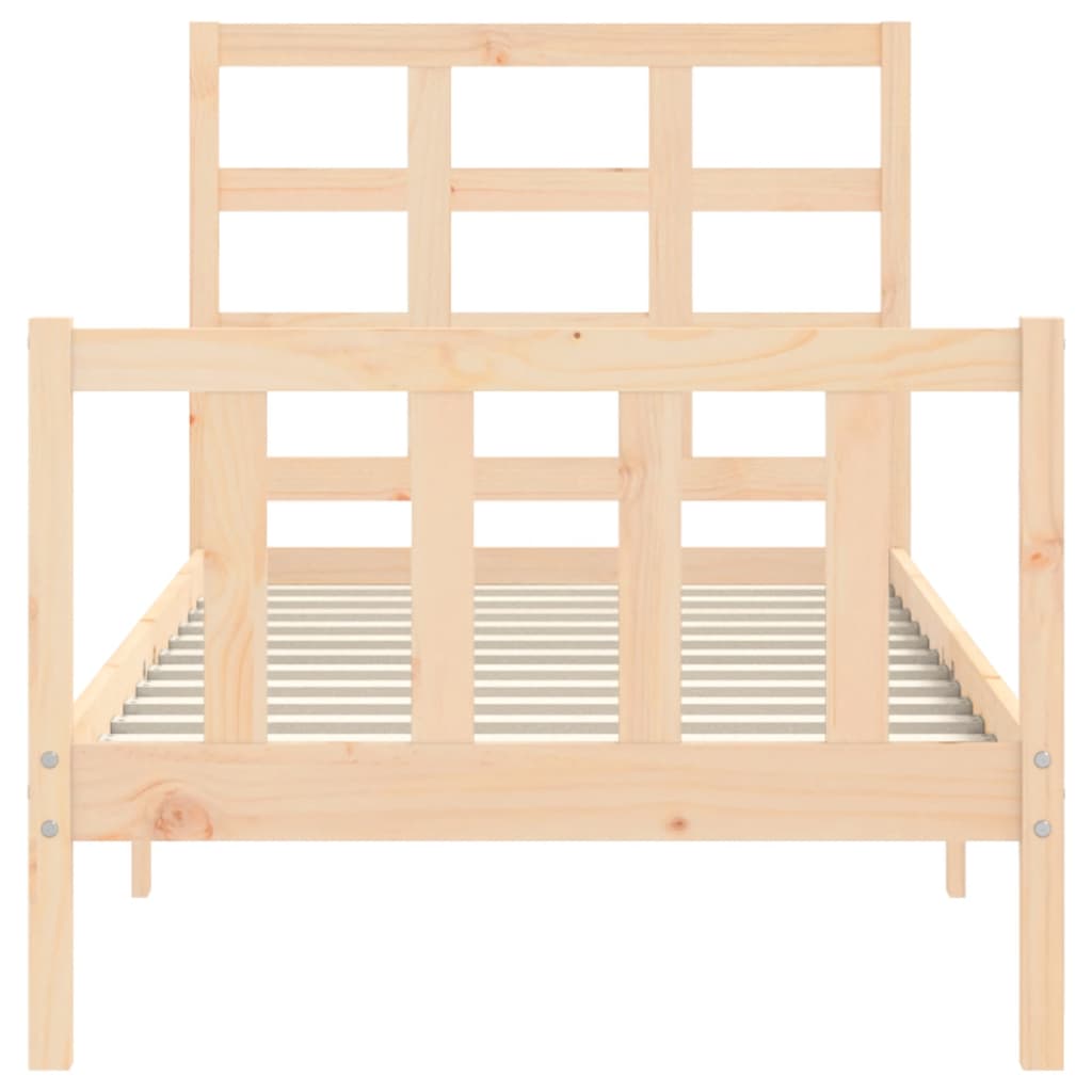 Bed Frame with Headboard 90x190 cm Single Solid Wood