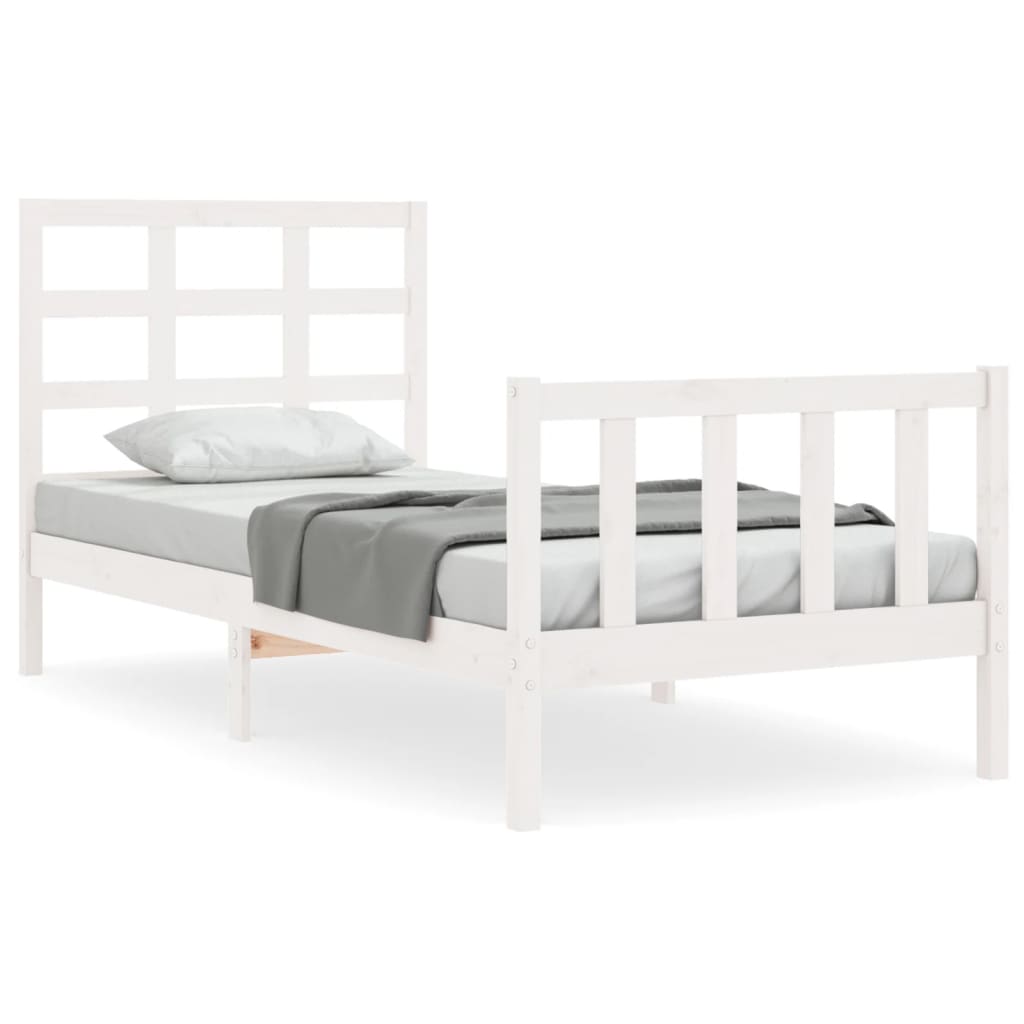 Bed Frame without Mattress White 90x190 cm Single Solid Wood Pine