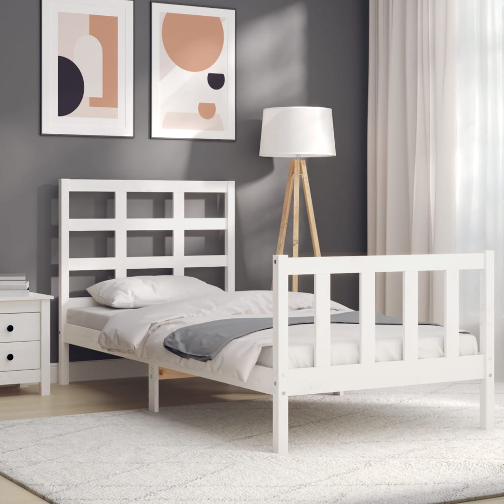 Bed Frame without Mattress White 90x190 cm Single Solid Wood Pine