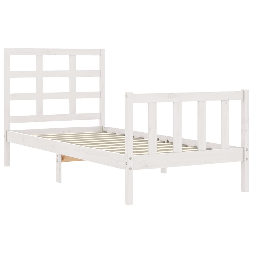 Bed Frame without Mattress White 90x190 cm Single Solid Wood Pine