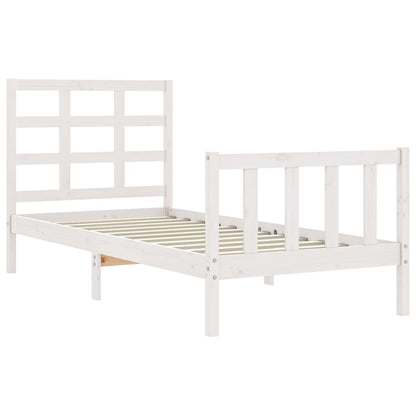 Bed Frame without Mattress White 90x190 cm Single Solid Wood Pine