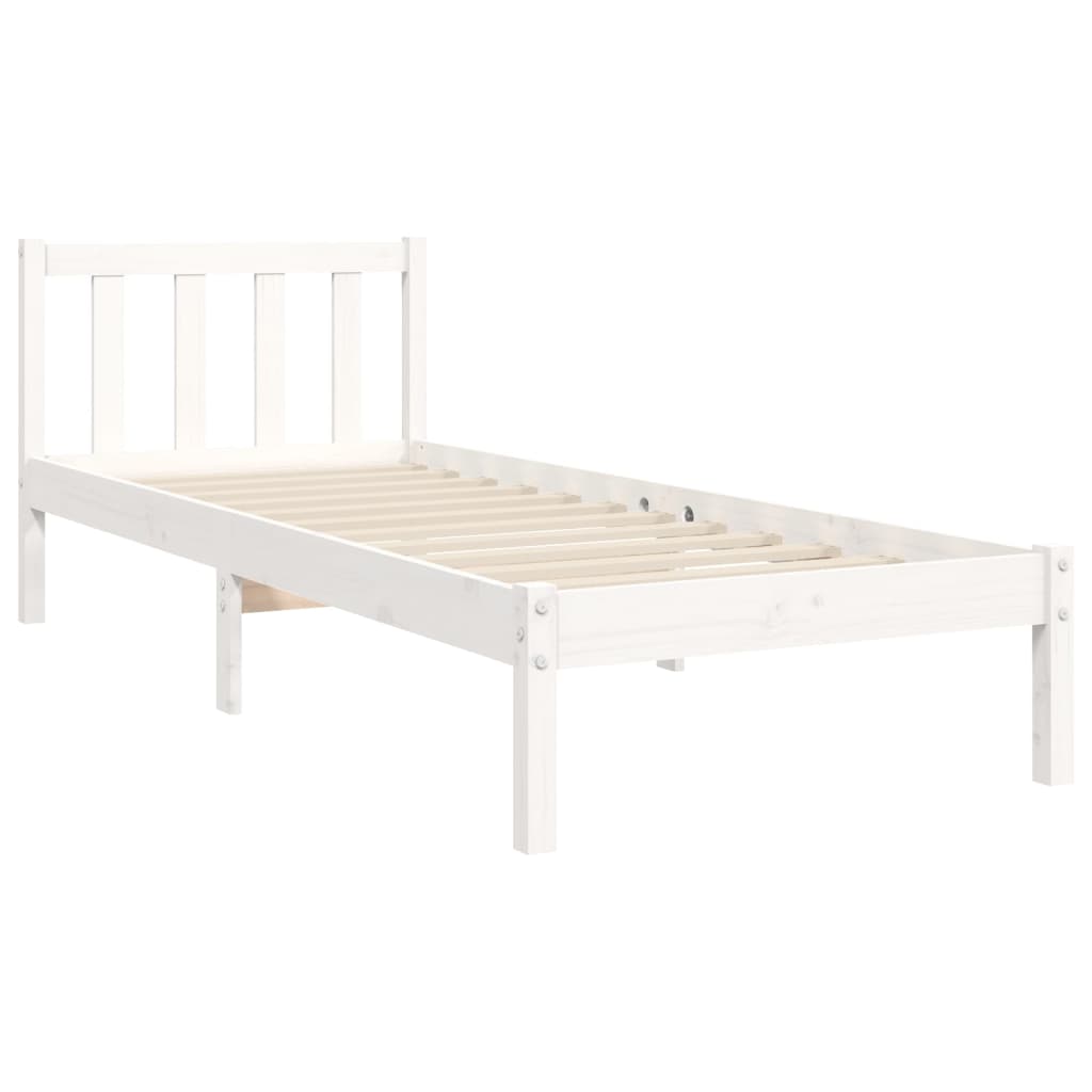 Bed Frame without Mattress White 90x190 cm Single Solid Wood Pine