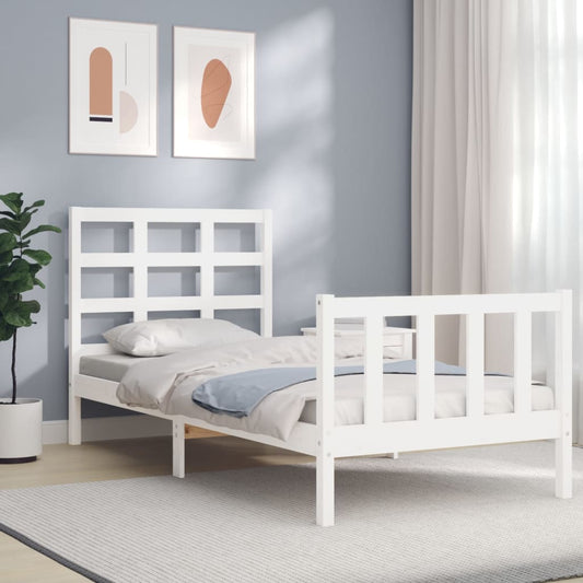 Bed Frame without Mattress White 90x190 cm Single Solid Wood Pine