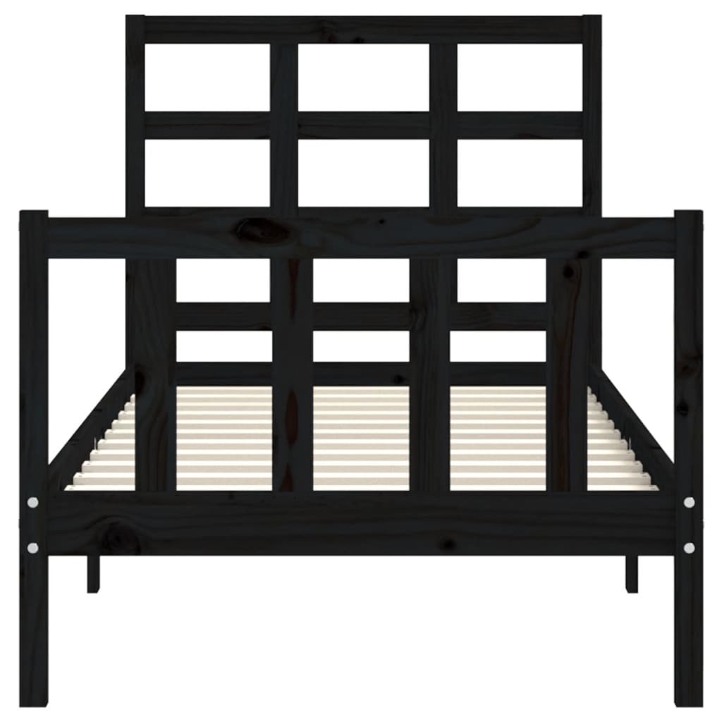 Bed Frame without Mattress Black 90x190 cm Single Solid Wood Pine