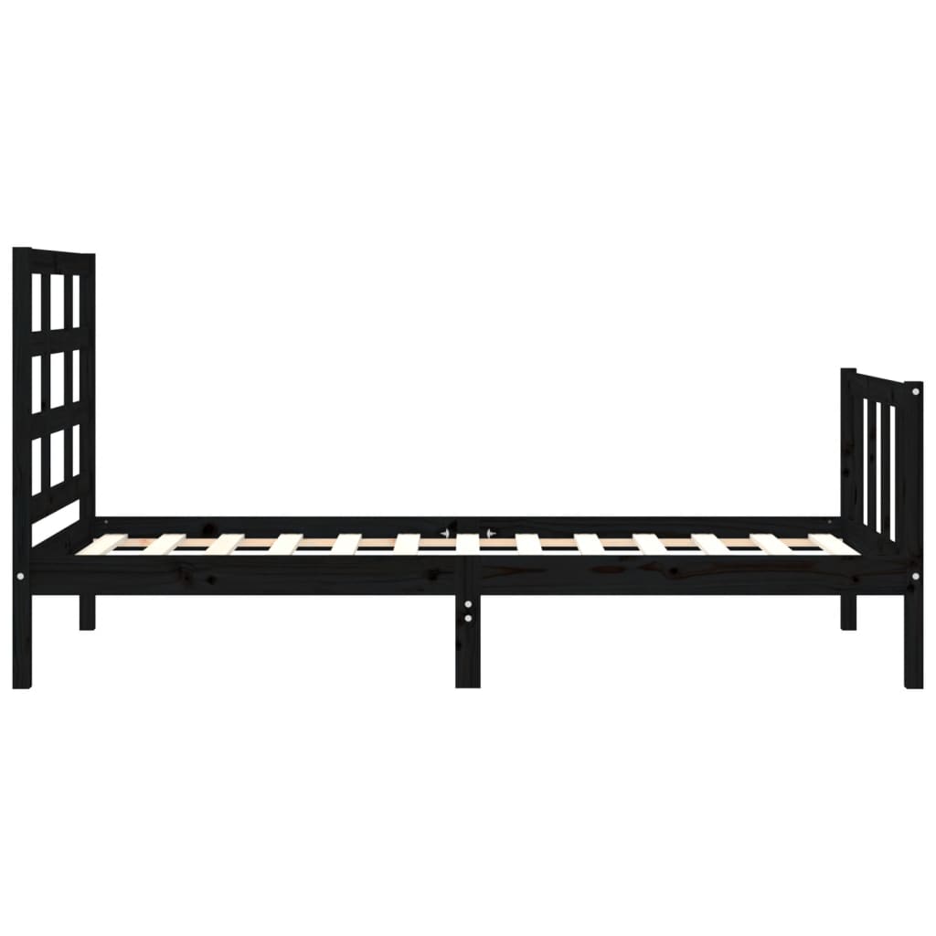 Bed Frame without Mattress Black 90x190 cm Single Solid Wood Pine