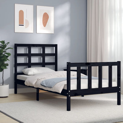 Bed Frame without Mattress Black 90x190 cm Single Solid Wood Pine