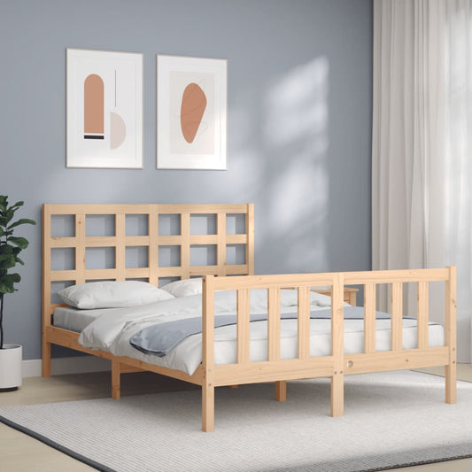 Bed Frame with Headboard 140x200 cm Solid Wood