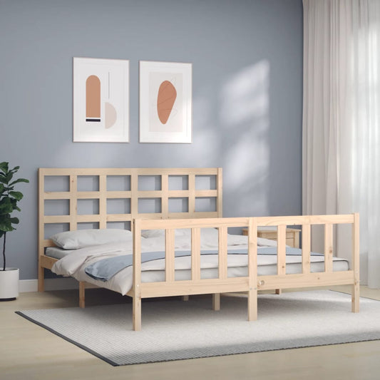 Bed Frame without Mattress King Size Solid Wood Pine