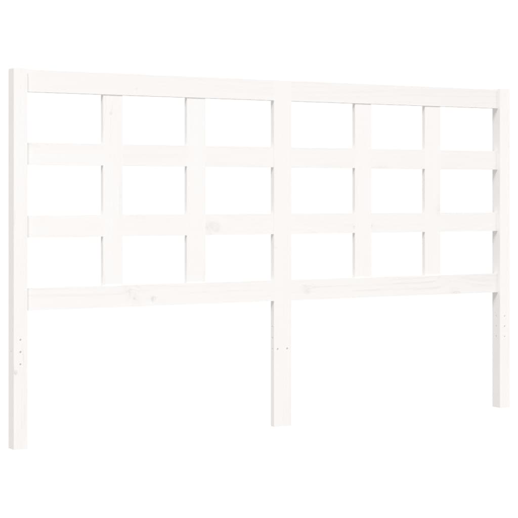 Bed Frame without Mattress White King Size Solid Wood Pine