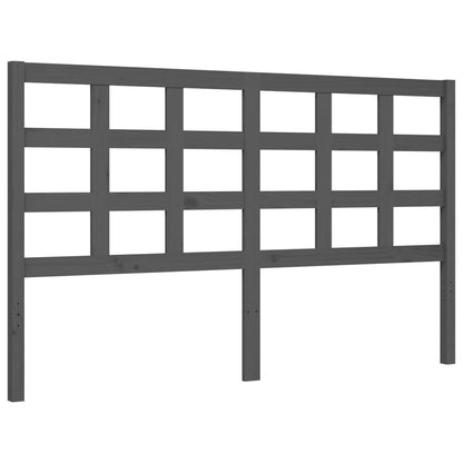 Bed Frame with Headboard Grey King Size Solid Wood